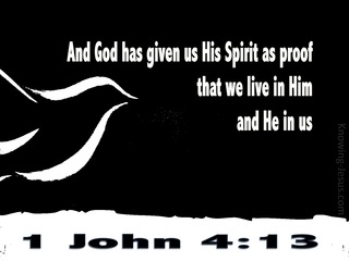 1 John 4:13 God Has Given Us His Spirit As Proof (black)
